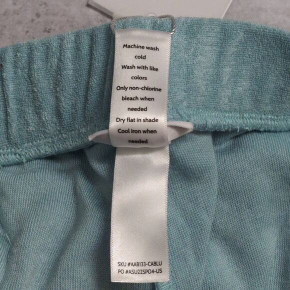 NWT Andie Crop Pant CABLU Light Blue Drawstring Elastic Waist Lounge S - Picture 8 of 11